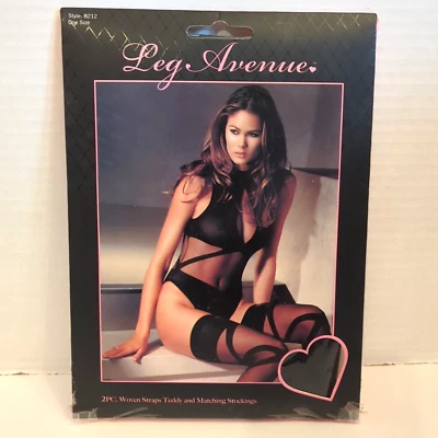 Leg Avenue Sexy 2 peças Blusa Teddy Halter e meias combinando lingerie tamanho único - Imagem 1 de 4