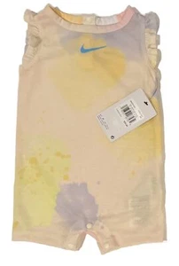 Nike Pastel Tie Dye Romper One Piece Snap Ruffle Lightweight Baby Girl 6M NEW - Picture 1 of 9