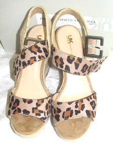 NWT UK STYLE FRENCH CONNECTION CHEETAH PRINT WEDGE PLATFORM SANDAL SIZE 8.5M - Picture 1 of 10