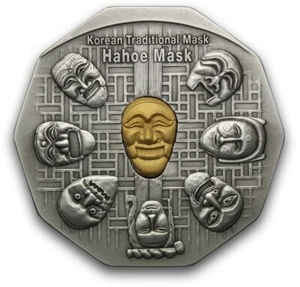 South Korea Gold & Silver Medal Hahoe Mask - Picture 1 of 4