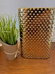Decorative Gold Textured Metal Tall Vase 8"Tall 5 1/2"Wide - Picture 1 of 6