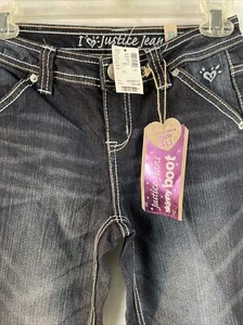 Justice Jeans Skinny Boot Simply Low Size 10 26/27 Back Pockets Bling - Picture 1 of 12