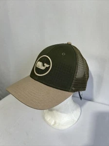 Men's Vineyard Vines Whale Dot Performance Trucker Hat-NWOT Green Beige - Picture 1 of 9