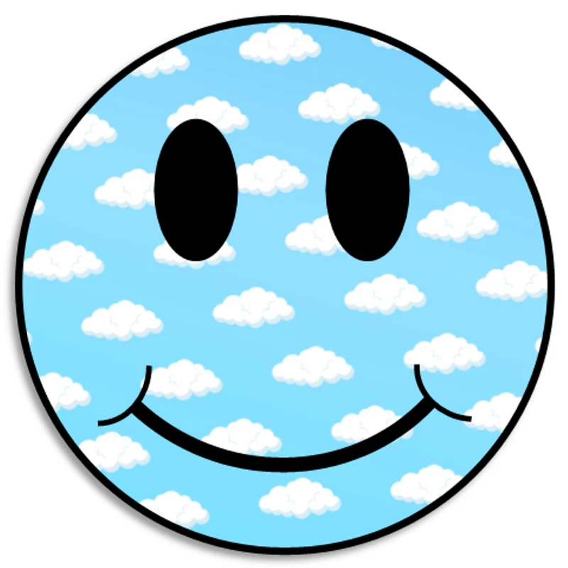 Wolkenhimmel Smiley Gesicht - 100er Pack Kreis Aufkleber 3 Zoll - blau Happy Smile - Bild 1 von 1