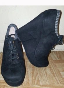 Dbdk Sweater Top Platform Wedge Ankle Booties Boots Shoes Black 6.5 - Picture 1 of 6