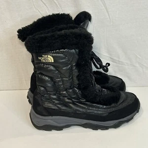 The North Face Girls Nuptse Winter Boots Faux Fur Black Puffer US 7 UK 6 EUR 39 - Picture 1 of 7
