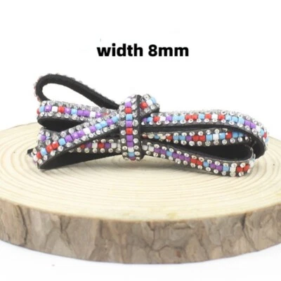 Cuerda de cordón de gamuza de cuero sintético de 5 m con remache cuerda de cuentas de terciopelo con estrás Foto 1 de 4