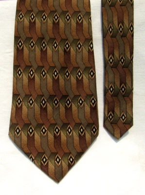 Corbata vintage Carlos Devenzia estampado geométrico chartreuse y negra 100 % seda Foto 1 de 2