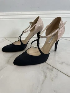 Oscar De La Renta Color block Beige And Black Heels Women’s EU 40 Or US 9-9.5 - Picture 1 of 11