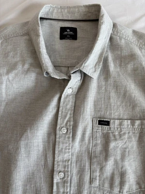 Rip Curl Mens XXL Gray Button Down Cotton Long Sleeve Shirt - Image 1 of 4