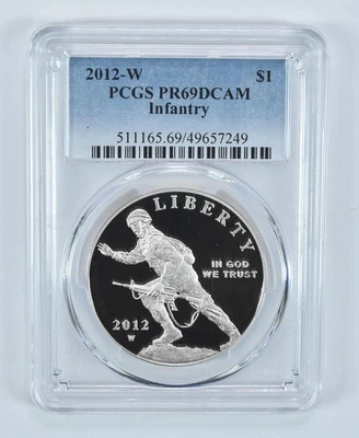2012-W Infantry Soldier Commemorative Dollar PR69 DCAM PCGS Blue Label *3483 - Image 1 of 4