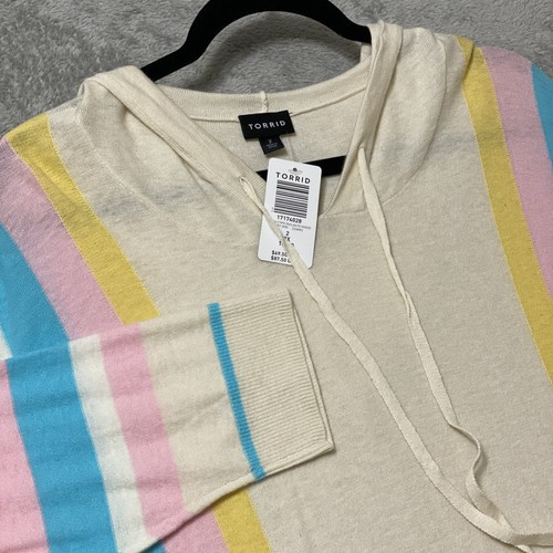 OFF WHITE Torrid maglione felpa con cappuccio taglia 2 maglia pullover cotone leggero costa spiaggia