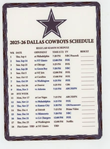 IMÁN GRANDE METAL 2025/26 calendario de fútbol americano Dallas Cowboys - Imagen 1 de 3