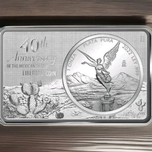 2022 3 oz Silver Reverse Proof Libertad Bar 40th Anniversary w/ Box & COA( 0276) - Picture 1 of 5