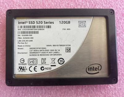 Intel 520 Series 120GB 6Gbps SATA III 2.5" SSDSC2CW120A3 Solid State Drive SSD - Image 1 of 2