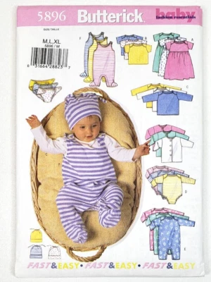 Butterick Sewing Pattern 5896 Baby Romper Jacket Size M-XL Fast & Easy Uncut - Image 1 of 3