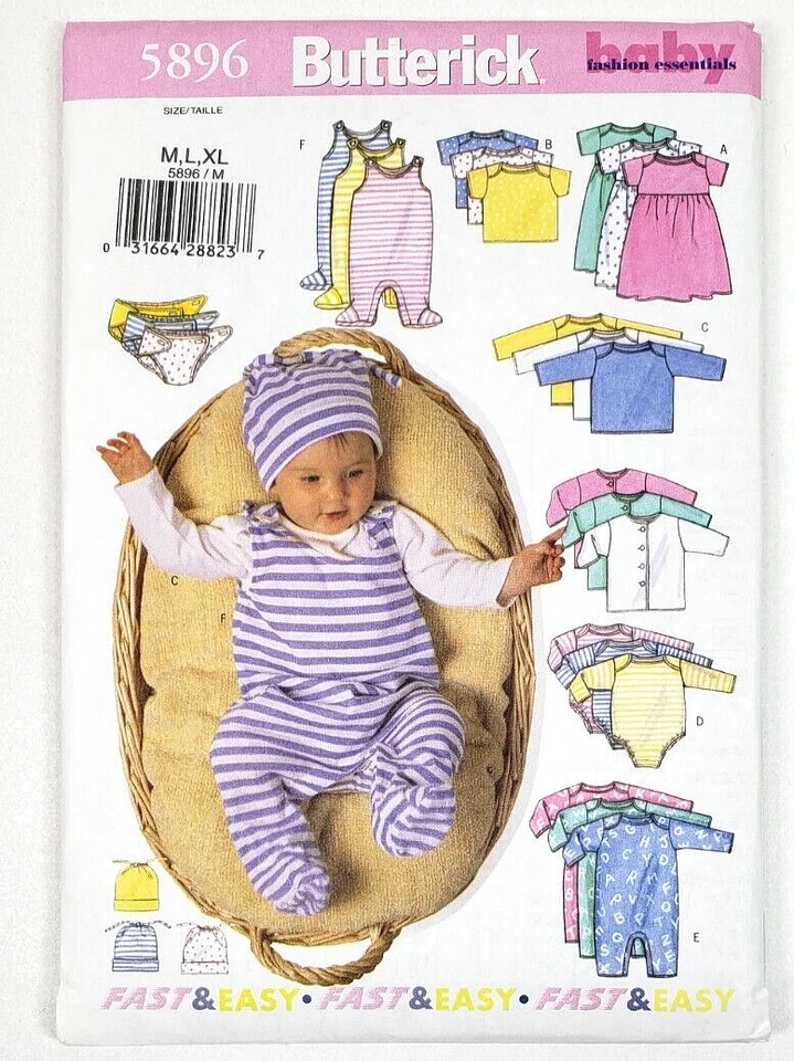 Butterick Sewing Pattern 5896 Baby Romper Jacket Size M-XL Fast & Easy Uncut - Image 1 of 3