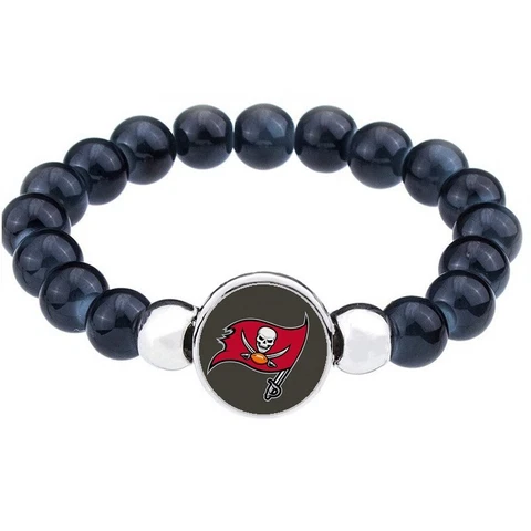 Tampa Bay Buccaneers Women's Men's Black Beaded Link Bracelet w Gift Pkg D1 Cover