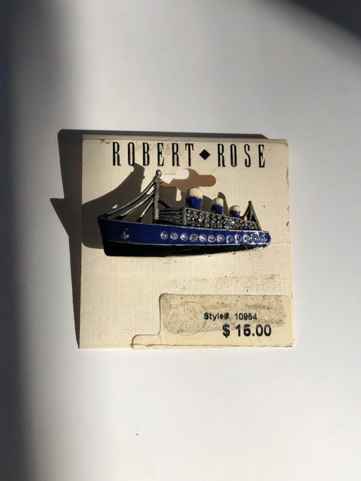 Robert Rose Ship Pin Blue  New Old Stock - Image 1 of 1