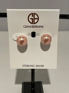 Pink Pearl Stud Earrings by Giani Bernini Sterling Silver New With Tags - Picture 1 of 7