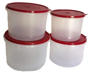 Plastic Storage Container - 5L, 3L, 2.5L, Set of 4, Red - Picture 1 of 1