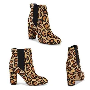 Sam Edelman Womens Case Leopard Animal Print Calf Hair Chelsea Ankle Boots 7  - Picture 1 of 7