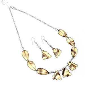 Natürliches Bio Zitronenquarz ausgefallenes Schnitzen Silber Schmuck Set ~ Statement Halskette  - Bild 1 von 6