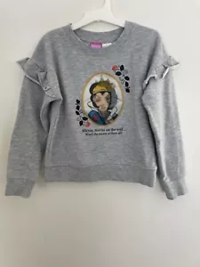 Disney Princess Kids Girls Snow White Evil Queen Ruffle Sleeve Sweatshirt Gray S - Picture 1 of 4