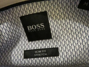 Camisa de algodón elástica tejida elástica Hugo Boss Calce ajustado Ronni HB estampada manga larga nueva con etiquetas - Imagen 1 de 11