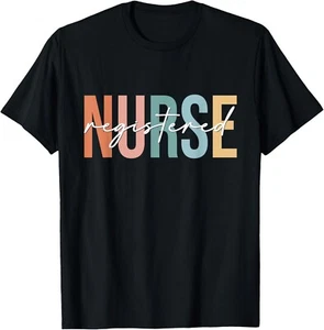 Boho Retro Vintage Registered Nurse Stethoscope Nursing Gift Unisex T-Shirt - Picture 1 of 4