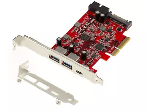 Card Pcie 2 X USB 3.1 A+ 1 C + X Internal 19 Pin High Low Profile - Picture 1 of 3