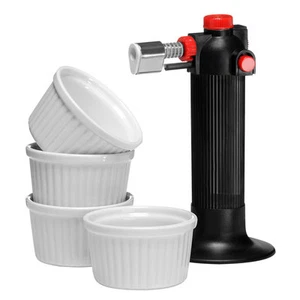 Vintage Chefs Blow Torch Set Includes 4 Ramekins Cooking Kitchen Gadget Adjustab - Picture 1 of 3