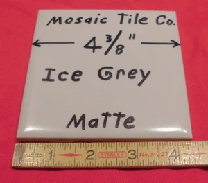 1 pc. Vintage *Ice Grey* Matte Ceramic Tile  4-3/8" by Mosaic Tile Co.  NOS - Picture 1 of 12