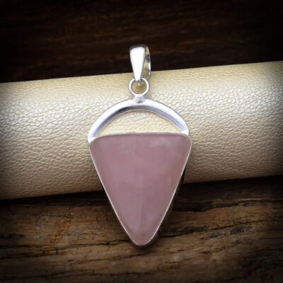 华丽玫瑰石英宝石 925 纯银手工吊坠 2.4 — 第 1/3 张图片