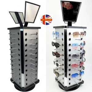 44 Glasses Rotating Glasses Display Stand Sunglasses Storage Holder With Mirror - Picture 1 of 12