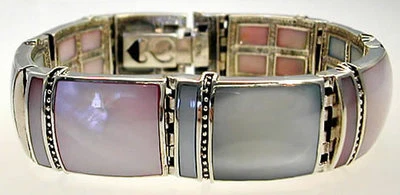 Pulsera Rosa y Azul Madreperla Plata de Ley Boda Elegante Foto 1 de 2