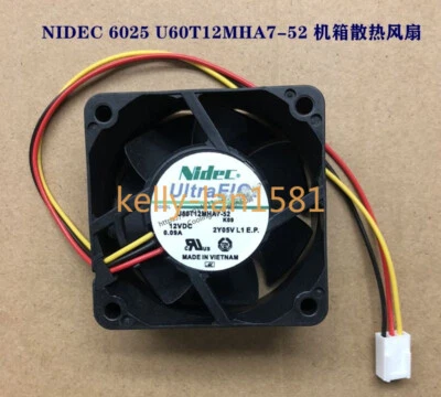 100% Test 1pc NIDEC U60T12MHA7-52 6CM 6025 12V 0.09A 2-wire Cooling Fan - Image 1 of 2