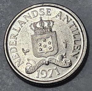 NETHERLANDS ANTILLES ๐ฆ๐ผ๐ง๐ถ๐จ๐ผ๐ธ๐ฝ TEN (10) CENTS COIN 1971 - Picture 1 of 2