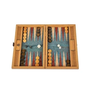 Turquoise natural cork backgammon set with oak wooden checkers - big - Picture 1 of 7