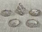 925 Sterling Silver Lot Of 5 Filigree Style Rings Size 7 New