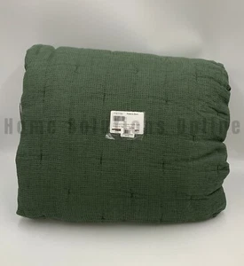 Pottery Barn European Flax Linen Waffle Quilt Cypress Green King Cal #Z1189 - Picture 1 of 3