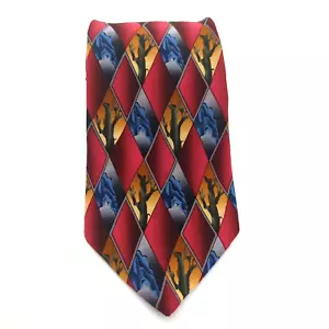 Corbata de vestir Jerry Garcia para hombre roja geométrica Stonehenge Ltd. 100 % seda hecha en EE. UU. - Imagen 1 de 7