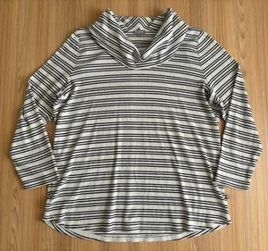 T by Talbots geripptes Damenoberteil Wasserfallausschnitt 2X gestreift Stretch Komfort Pullover - Bild 1 von 7