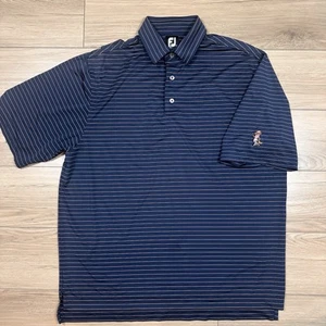 Camisa Polo FJ FootJoy Para Hombre Grande L Azul Marino Rayas Manga Corta Golf Secado Rápido - Imagen 1 de 5