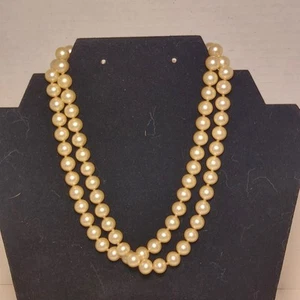 Vintage TRIFARI Faux Pearl Necklace 30” Ivory Cream MCM - Picture 1 of 8