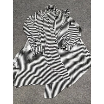 Удобный США средний Lagenlook блузка рубашка кнопка черный и белый полоски с узором - Изображение 1 из 4
