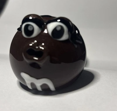 Brown and Black 4.5” Long M & M candy Glass Smoking Tobacco Pipe Hand Blown  - Image 1 of 4