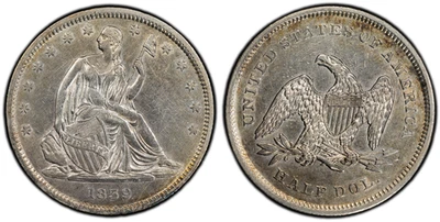 1839 Silver Seated Liberty Half Dollar with Drapery Philadelphia Mint PCGS XF45 - Image 1 of 4