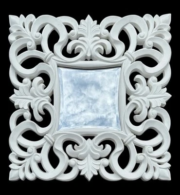 Casa Padrino Contemporary Baroque White Framed Square Mirror 30x30” - Image 1 of 4