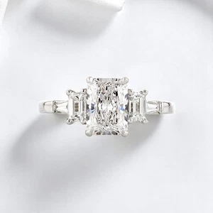 IGI Certified Lab Grown Diamond Wedding Ring 3.00 CT Radiant Cut 14K White Gold - Picture 1 of 11